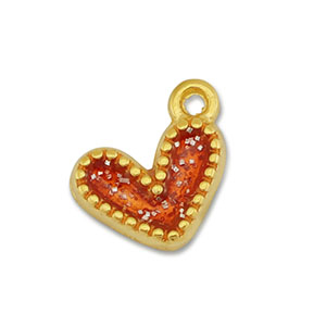 DQ European metal charms heart Gold-Glitter Red (nickel free)