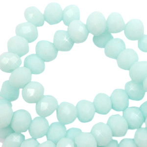 Top faceted beads 6x4mm disc Bleached Aqua Blue-High Shine Coating