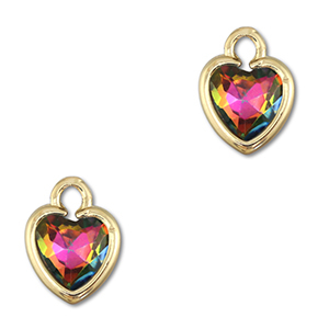 Crystal glass charms heart AB Coating-Gold