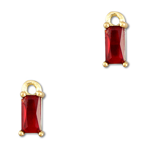 Crystal glass charms rectangle Red-Gold
