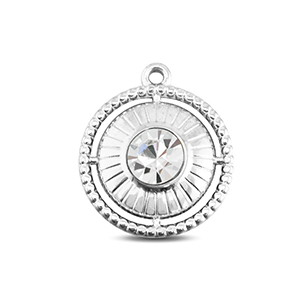 BY31&reg; Stainless steel charms round with ring Silver-Crystal