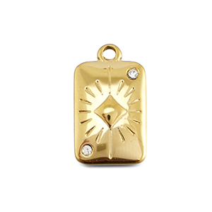 BY31&reg; Stainless steel charms card diamond Gold