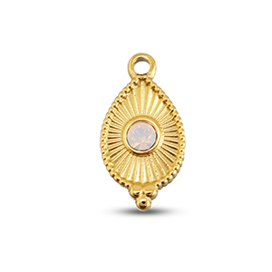 BY31&reg; Stainless steel charms drop Gold-Soft Pink Opal