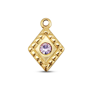 BY31&reg; Stainless steel charms rhombus Gold-Light Lilac
