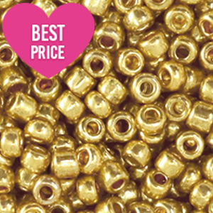 Glass seed beads 6/0 (4mm) Metallic Shine Gold