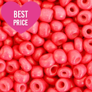Glass seed beads 6/0 (4mm) Neon Coral Red
