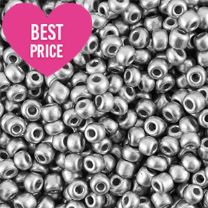 Glass seed beads 6/0 (4mm) Metallic Shine Silver