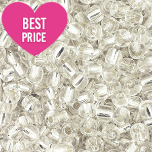 Glass seed beads 6/0 (4mm) Silverlined Transparent