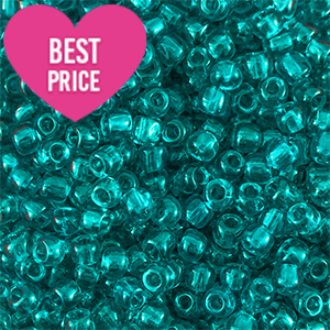 Glass seed beads 6/0 (4mm) Transparent Matt Ocean Wave Green