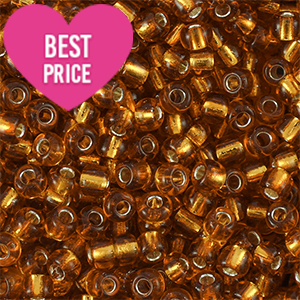 Glass seed beads 6/0 (4mm) Silverlined Copper Brown