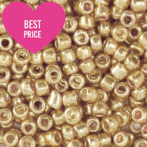 Glass seed beads 8/0 (3mm) Metallic Shine Deep Gold 