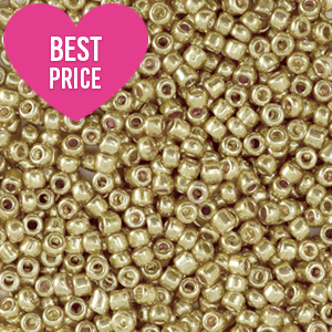 Glass seed beads 12/0 (2mm) Metallic Shine Gold Champagne