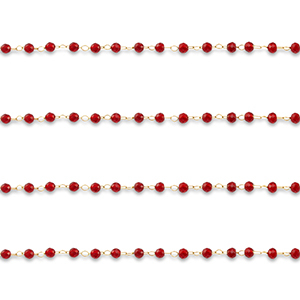 Stainless steel findings belcher chain round Gold-Red