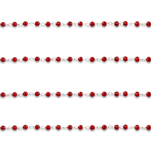 Stainless steel findings belcher chain round Silver-Red