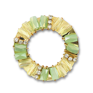 Top faceted charms round Light Green-Transparent AB-Gold