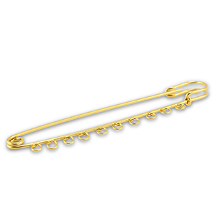 Metal findings ornamental pin with 10 loops Gold