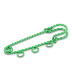 Colourful jewellery findings ornamental pin with 3 loops Green