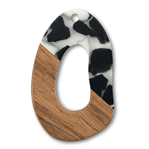 Wooden pendants irregular Black-White-Brown