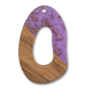 Wooden pendants irregular Purple Transparent-Gold-Brown