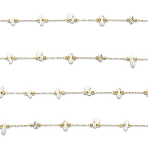 Stainless steel findings belcher chain Howlite irregular Gold-White