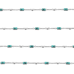 Stainless steel findings belcher chain Howlite tube Silver-Turquoise