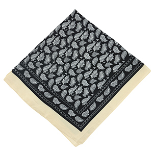 Scarf with leaf Beige-Black-White