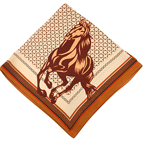 Scarf with horse Beige Brown-Copper Brown-Brown