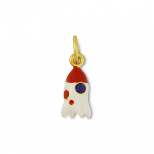 Metal charms rocket White-Red-Gold