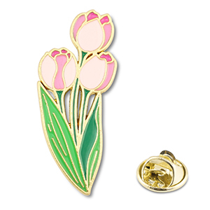 Pins tulips Pink-Green-Gold