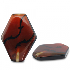 Natural stone beads Agate hexagon Transparent Amber Brown-Black