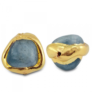 Natural stone beads Beryl irregular Blue Grey-Gold