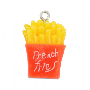 Resin pendants fries Coral Red-Yellow