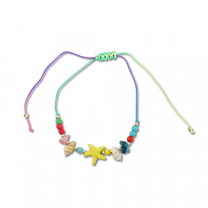Trendy Anklets / Ankle bracelets mixed beads Multicolour-Gold