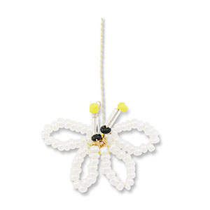 Glass seed beads charms butterfly White-Yellow-Black
