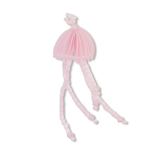 Glass seed beads charms jellyfish Light Pink-White