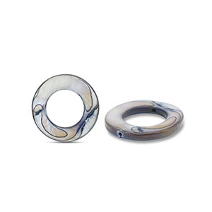 Shell beads 15mm round Grey