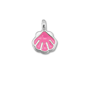 DQ European metal charms shell Magenta Pink-Antique Silver (Nickelfree)