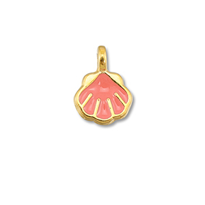 DQ European metal charms shell Coral Red-Gold (Nickelfree)
