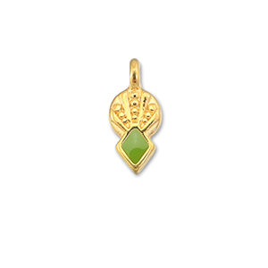 DQ European metal charms rhombus Light Green-Gold (Nickelfree)