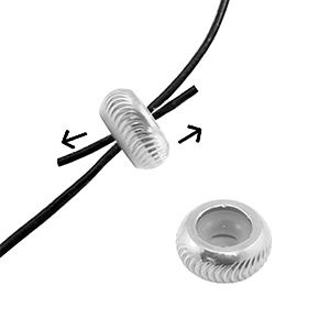 Stainless steel findings smart stopper bead with motif 10mm Silver