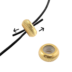 Stainless steel findings smart stopper bead with motif 8mm Gold