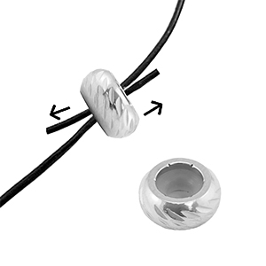 Stainless steel findings smart stopper bead with motif 7mm Silver