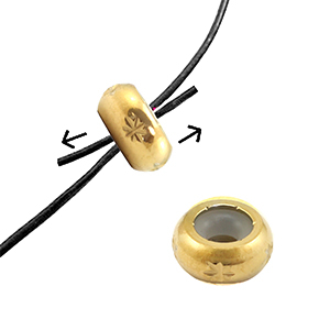 Stainless steel findings smart stopper bead with motif 6mm Gold