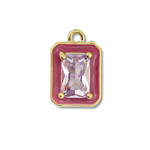 Brass TQ metal charms rectangle Gold-Purple