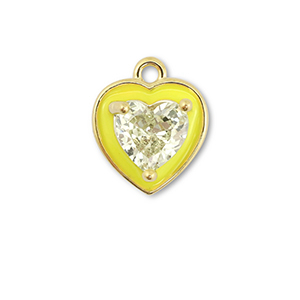Brass TQ metal charms heart Gold-Neon Yellow-Light Yellow
