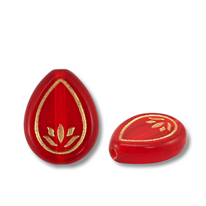 Acrylic beads drop Red-Gold