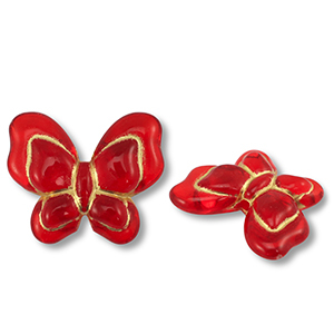 Acrylic beads butterfly Red-Gold