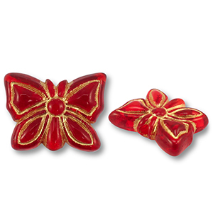 Acrylic beads butterfly Red-Gold