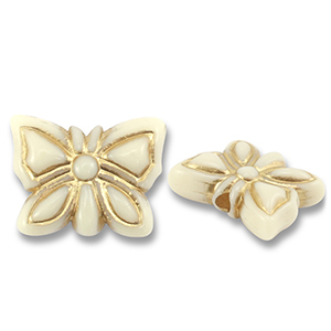 Acrylic beads butterfly Off White-Gold