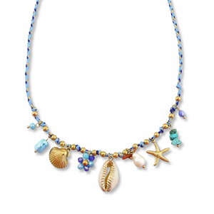Stainless steel necklaces with charms sealife Gold-Multicolour